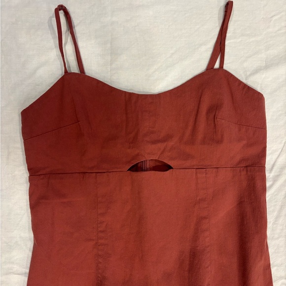 Abercrombie & Fitch Rust Terracotta Spaghetti Strap Cutout Midi Dress - Picture 3 of 7